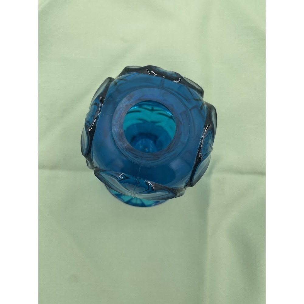 Viintage Viking Glass Epic Glimmer Leaf COBALT BLUE Bluenique Fairy Lamp - Picture 3 of 9